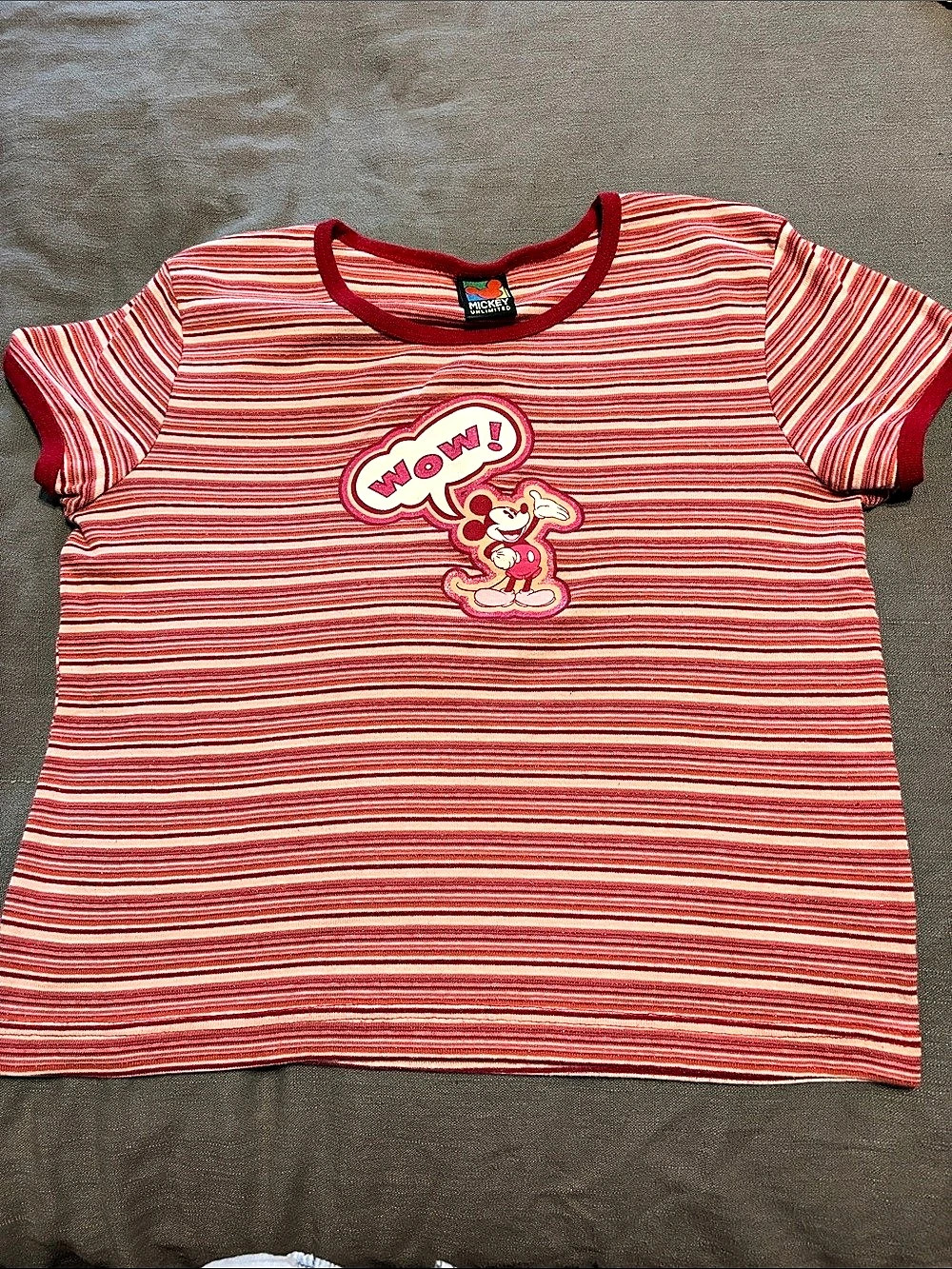 Mickey Unlimited Striped Mickey Tee in Red & White